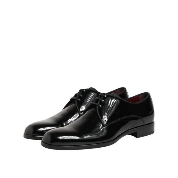 Dolce & Gabbana Black Calfskin Leather Derby Dress Men's Shoes - Picture 4 of 5